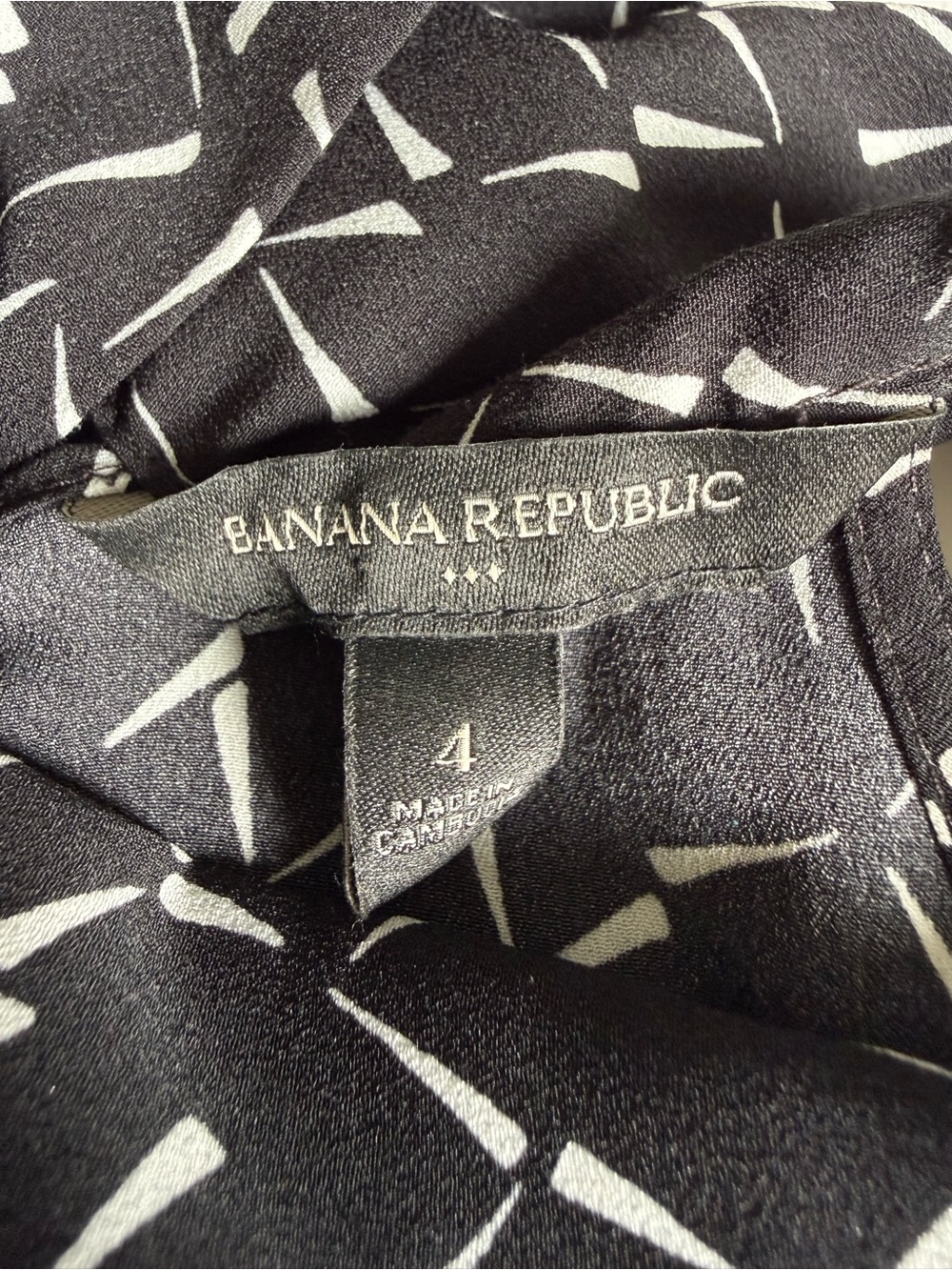 Banana Republic Black White Abstract Geometric Print Tie-Neck Halter Shift Dress - Picture 10 of 12